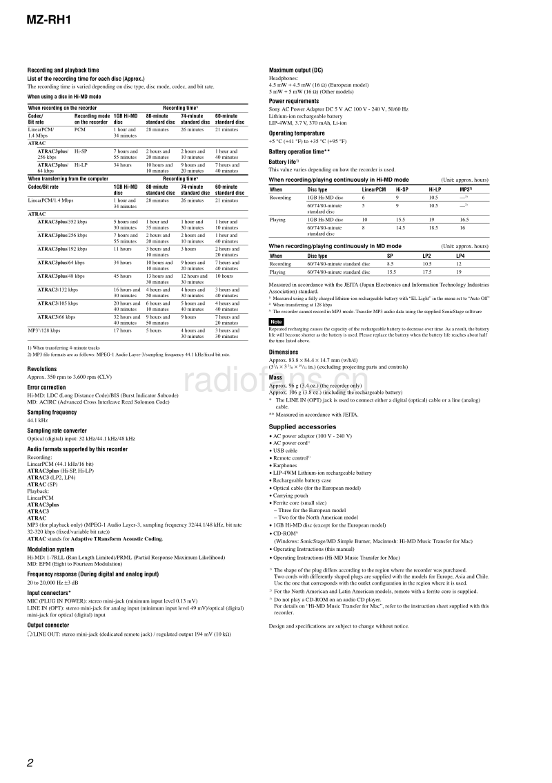 索尼 sony_MZ-RH1_service_manual 电路图 维修手册.pdf_第2页