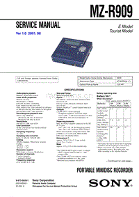 索尼 sony_MZ-R909_service_manual 电路图 维修手册.pdf