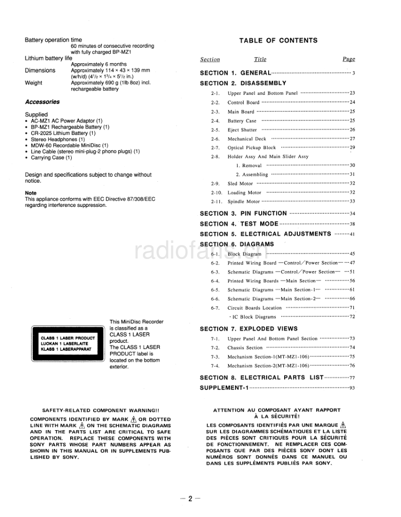 索尼 sony_MZ-1_service_manual 电路图 维修手册.pdf_第2页