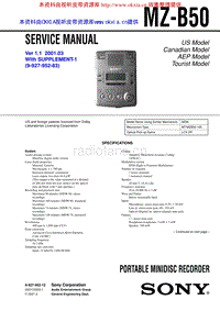 索尼 SONY MZ-B50V1.1 电路图 维修手册.pdf