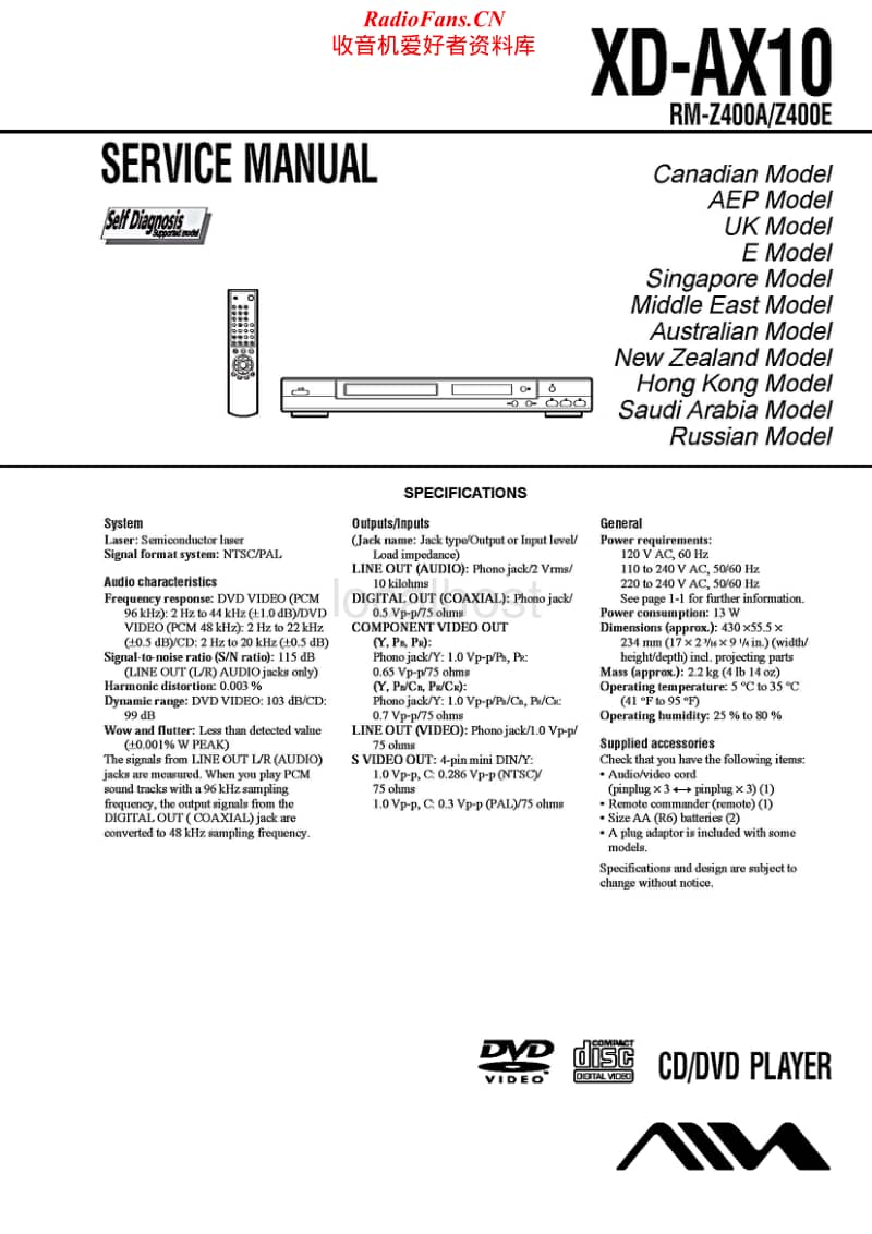 Aiwa-XD-AX10-Service-Manual电路原理图.pdf_第1页