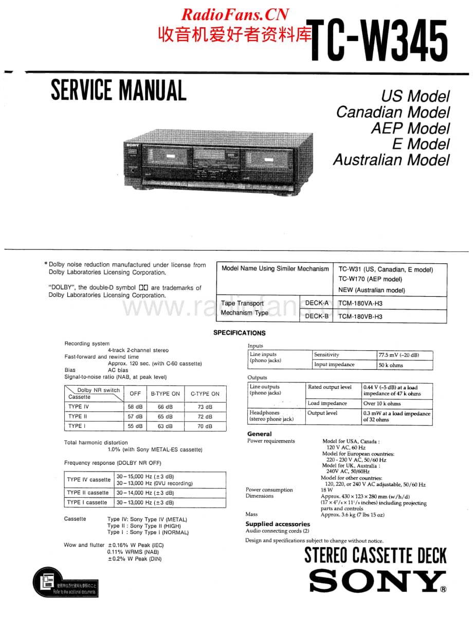 Sony-TC-W345-Service-Manual电路原理图.pdf_第1页