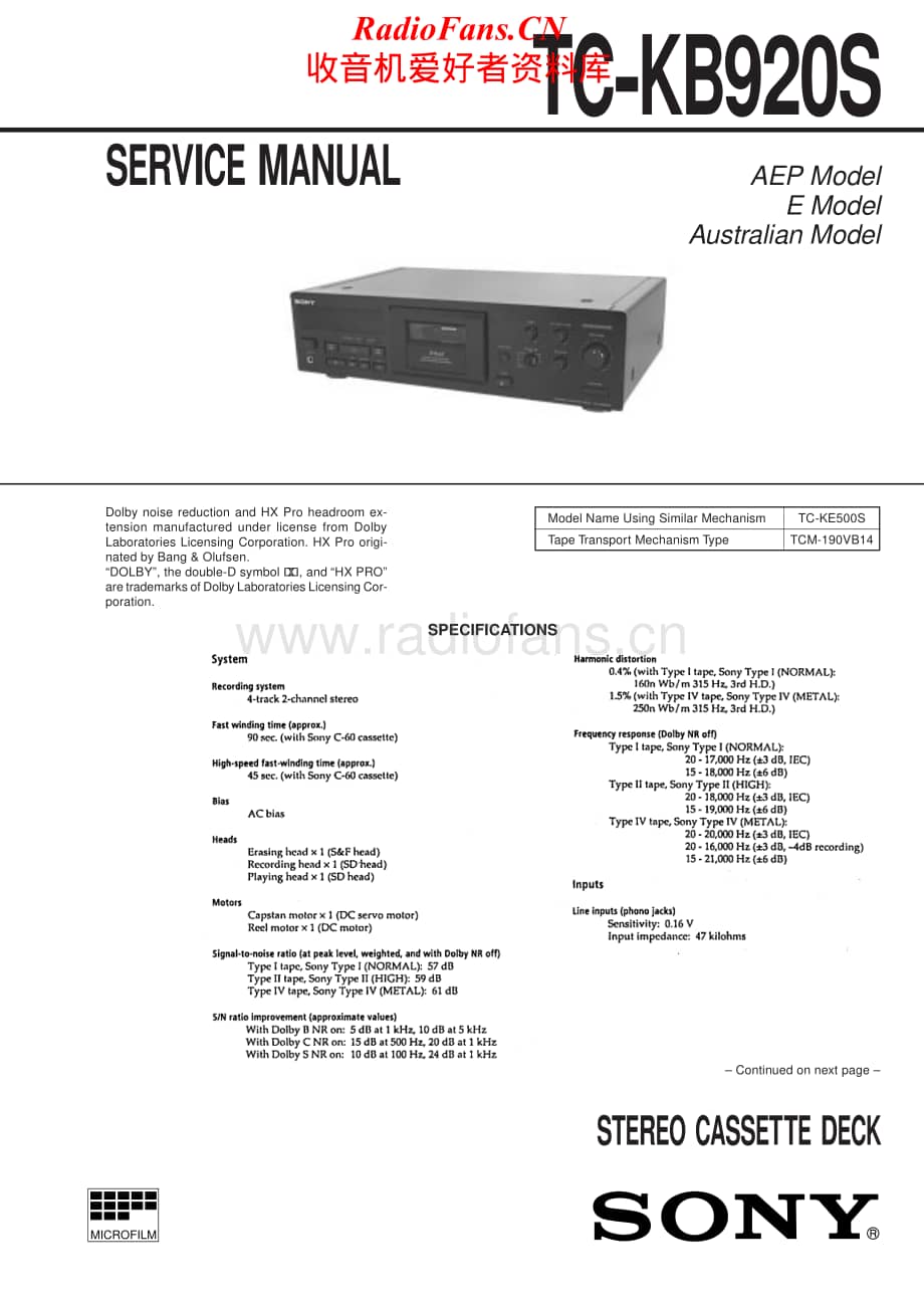 Sony-TC-KB920S-Service-Manual电路原理图.pdf_第1页