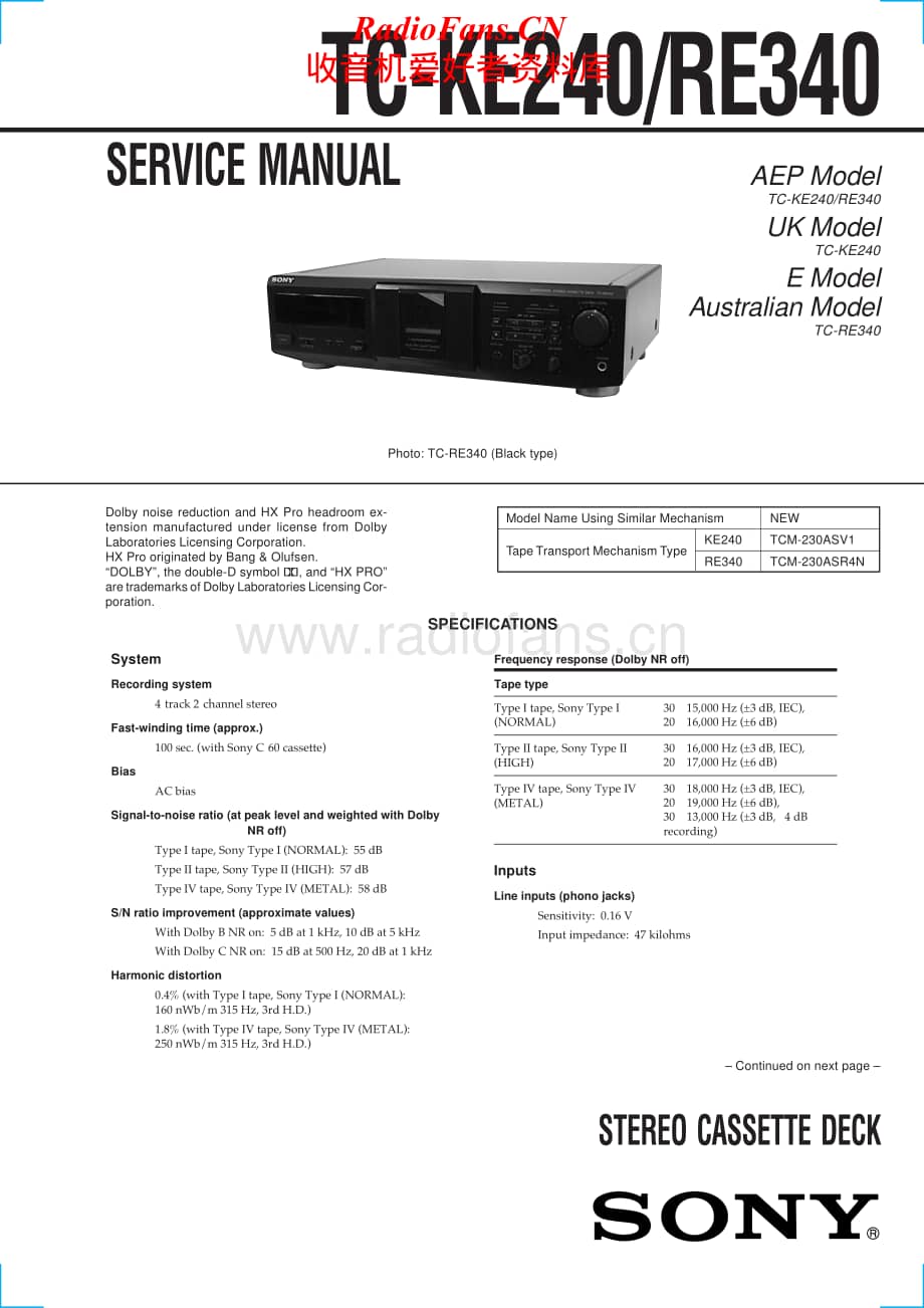 Sony-TC-KE340-Service-Manual电路原理图.pdf_第1页