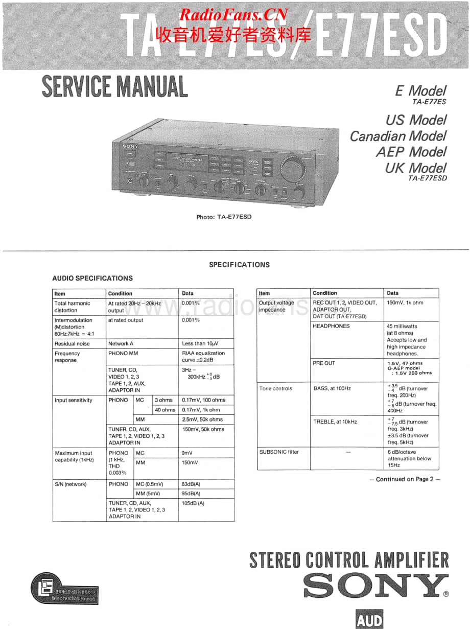 Sony-TA-E77ES-Service-Manual电路原理图.pdf_第1页