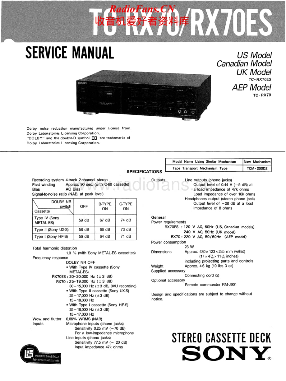 Sony-TC-RX70-Service-Manual电路原理图.pdf_第1页