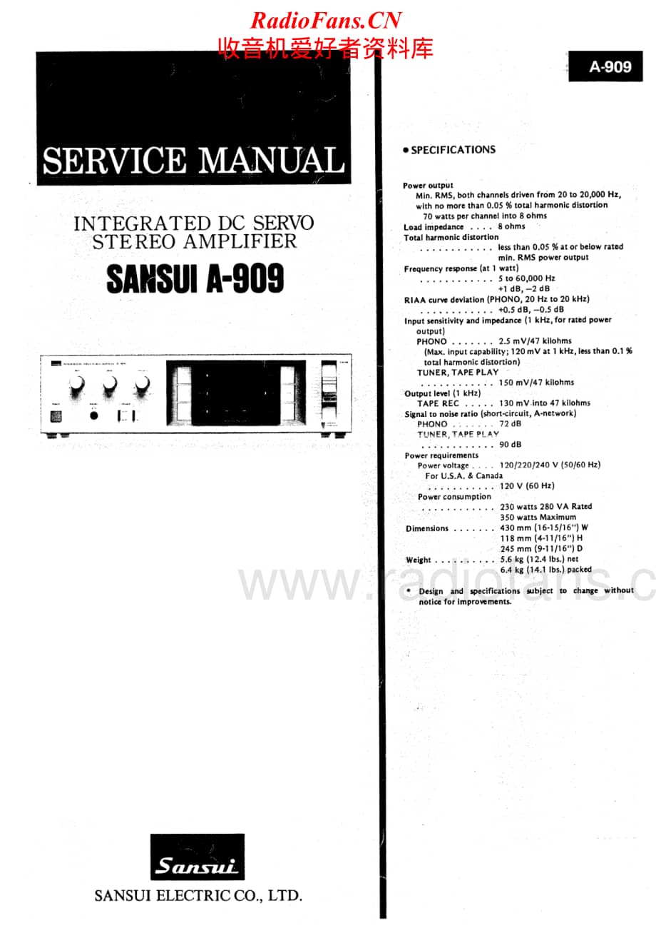 Sansui-A-909-Service-Manual电路原理图.pdf_第1页