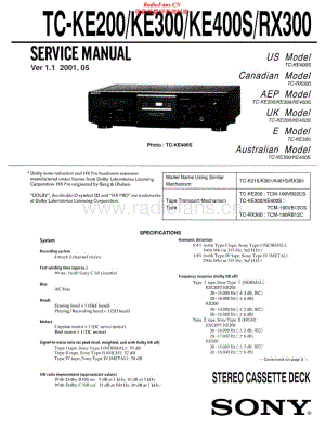 Sony-TC-RX300-Service-Manual电路原理图.pdf