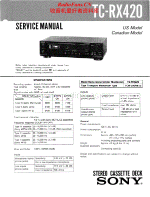 Sony-TC-RX420-Service-Manual电路原理图.pdf
