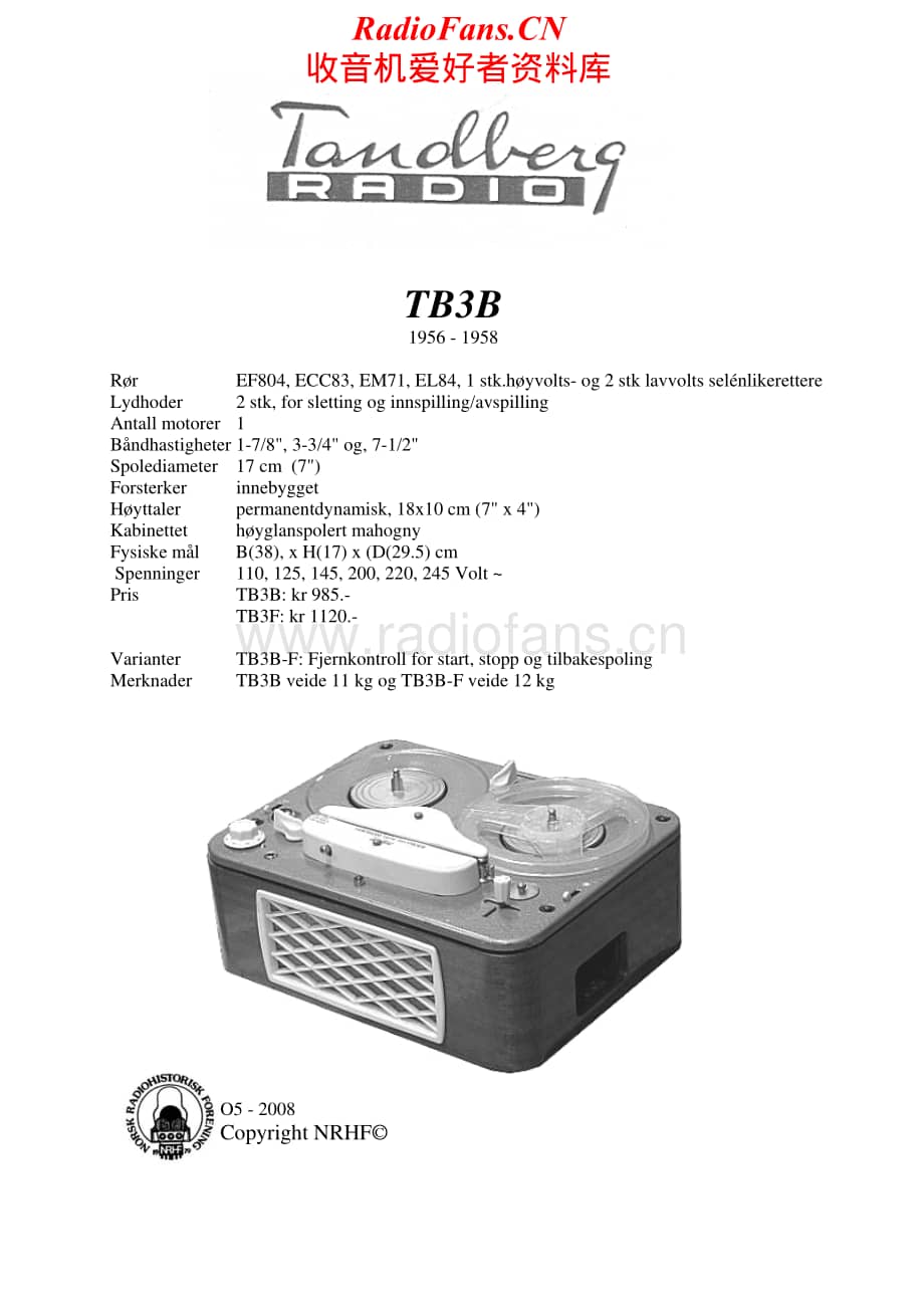 Tandberg-TB-3-B-Schematic电路原理图.pdf_第1页