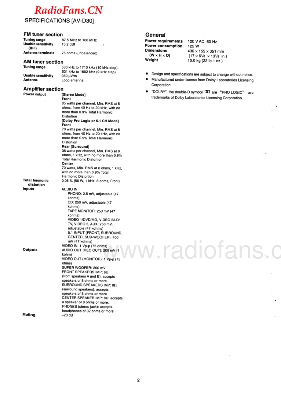 Aiwa-AVD50-avr-sm维修电路图 手册.pdf_第2页