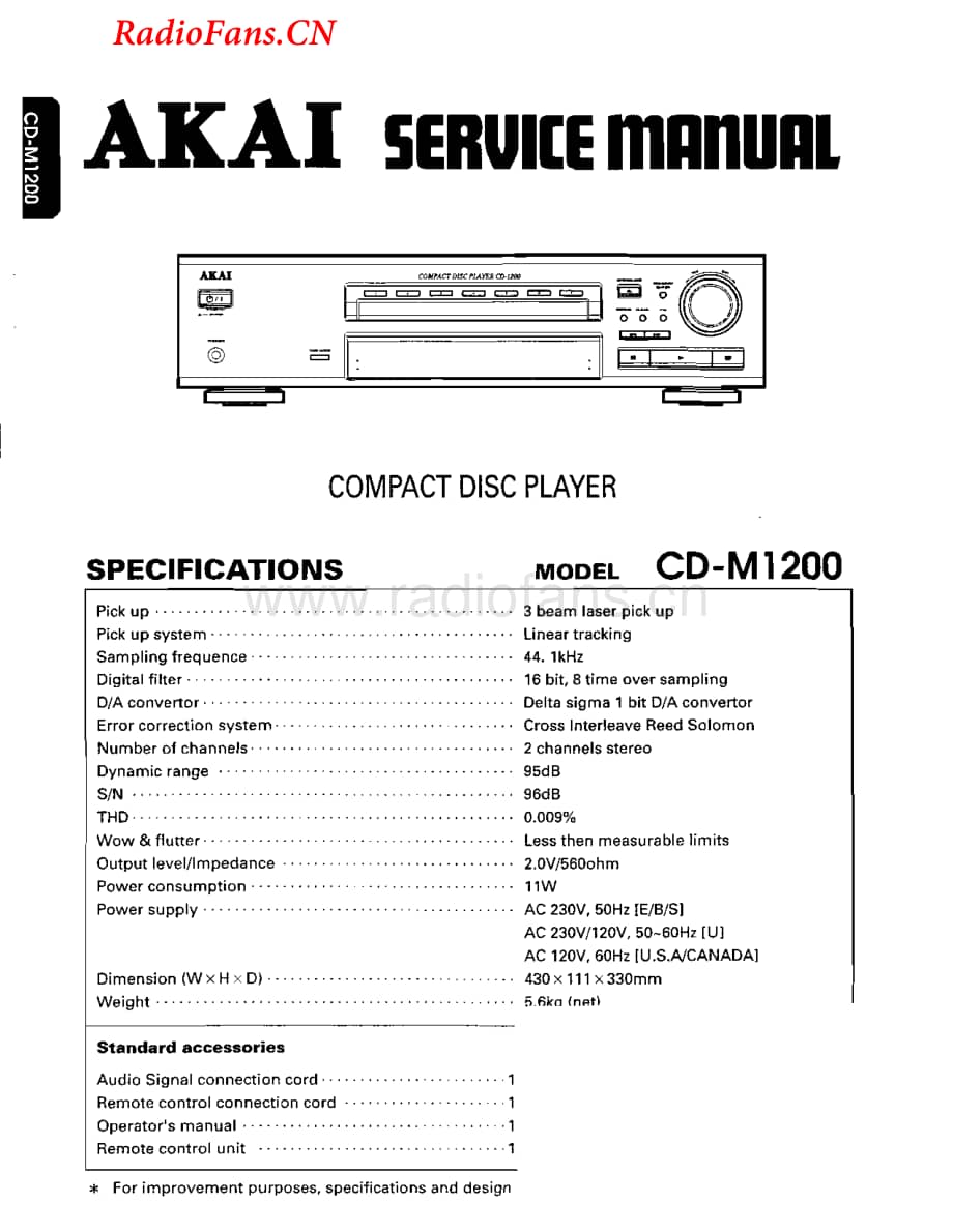 Akai-CDM1200-cd-sm维修电路图 手册.pdf_第1页