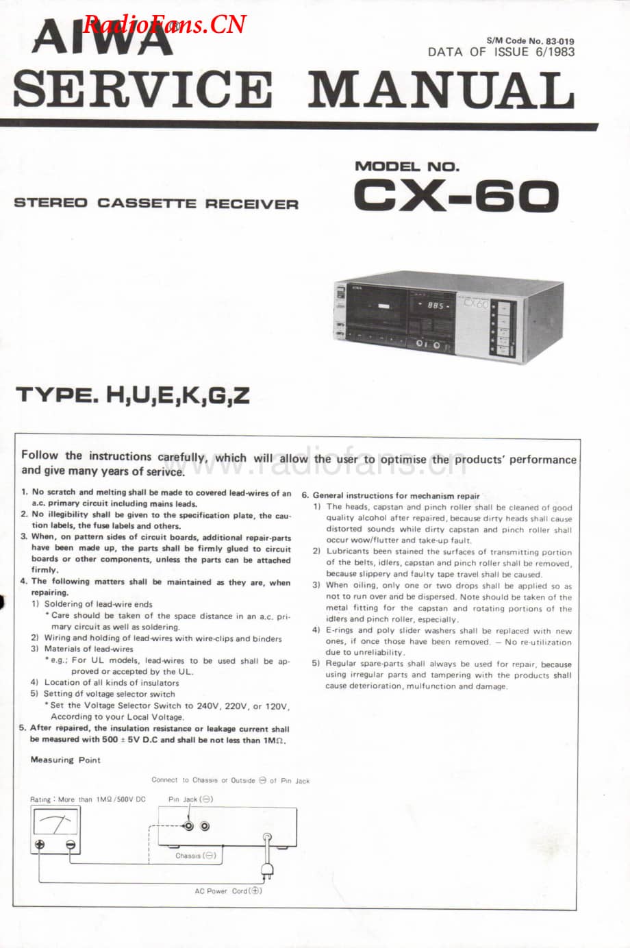 Aiwa-CX60-tape-sm维修电路图 手册.pdf_第1页