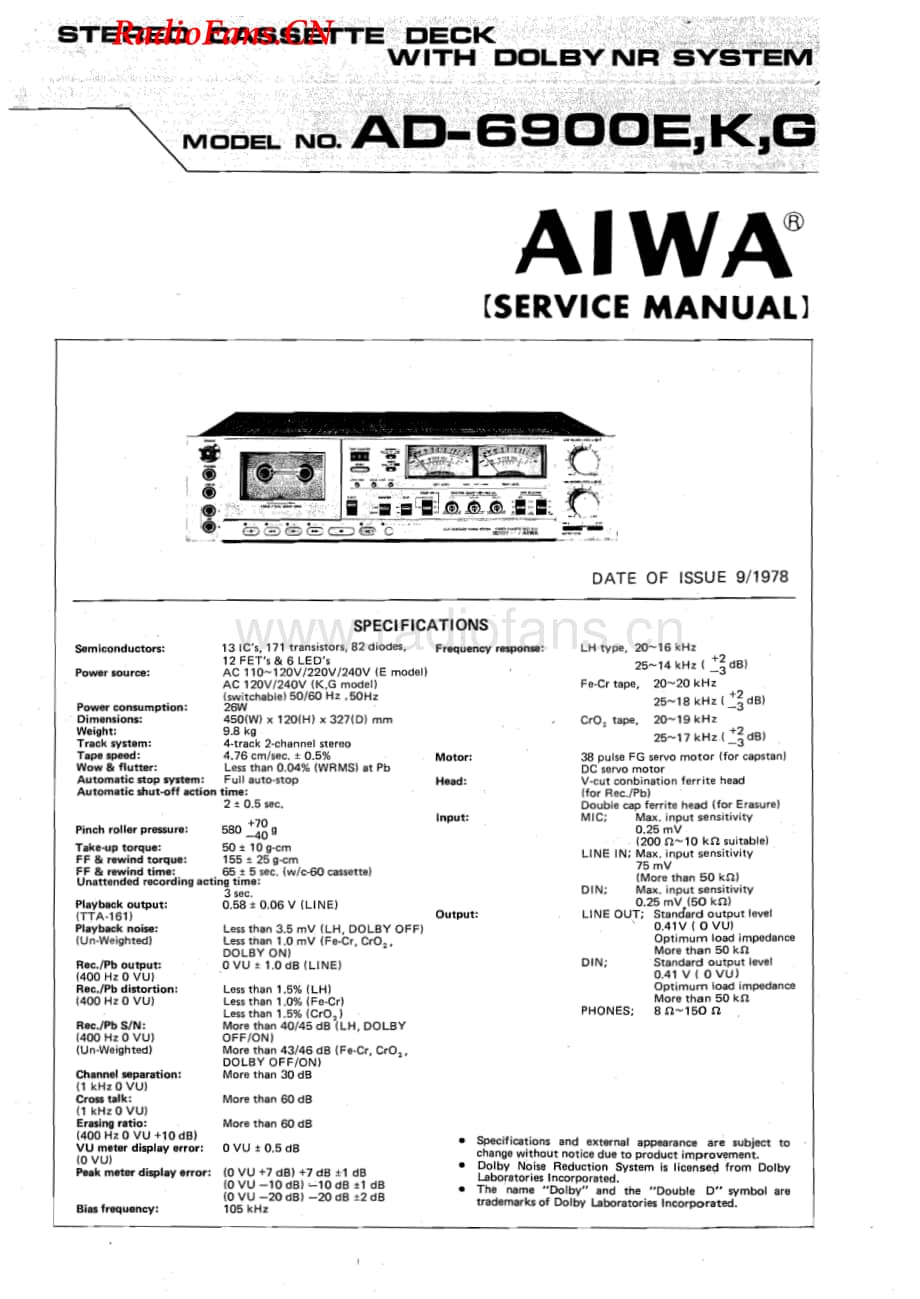 Aiwa-AD6900K-tape-sm维修电路图 手册.pdf_第1页