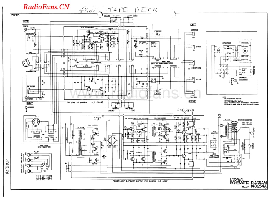 Akai-1722W-tape-sch维修电路图 手册.pdf_第1页