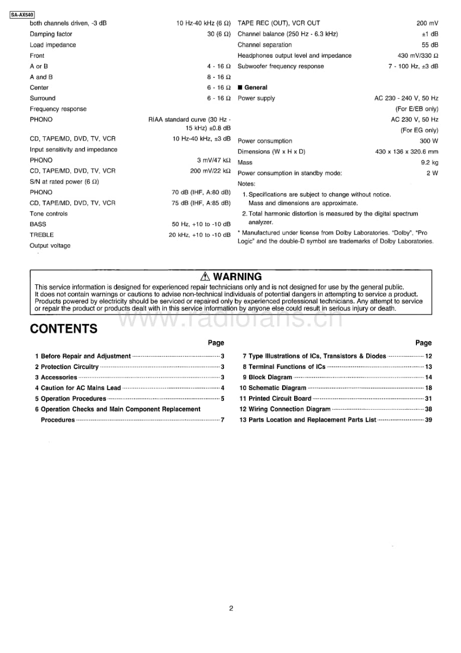 Technics-SAAX-540-Service-Manual电路原理图.pdf_第2页