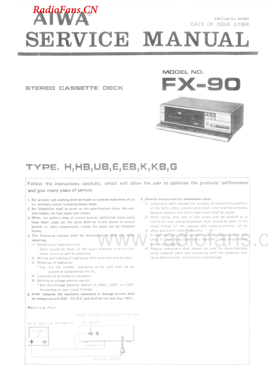 Aiwa-FX90-tape-sm维修电路图 手册.pdf_第1页