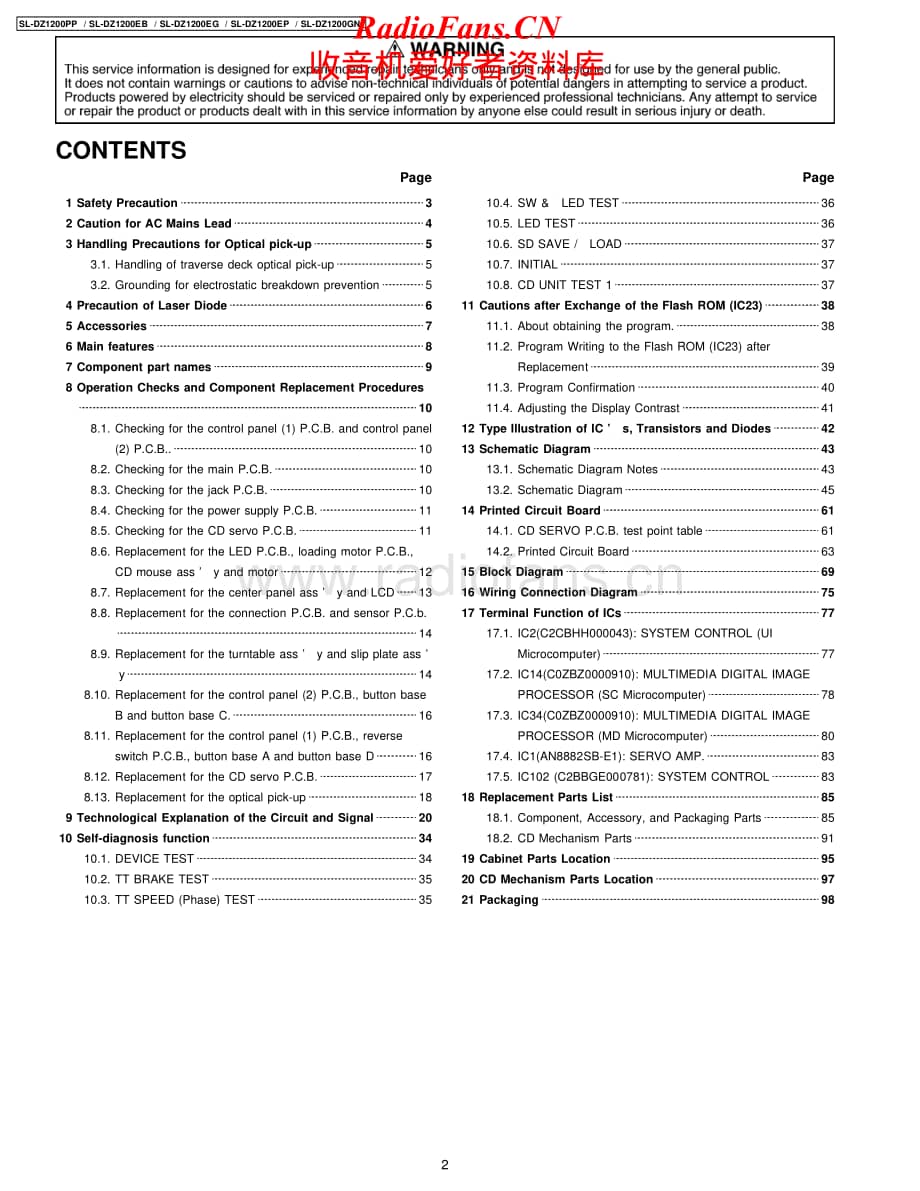 Technics-SLDZ-1200-Service-Manual电路原理图.pdf_第2页