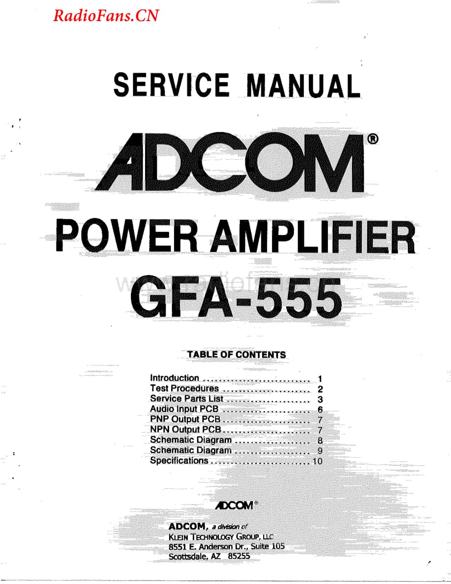 Adcom-GFA555-pwr-sm维修电路图 手册.pdf_第1页