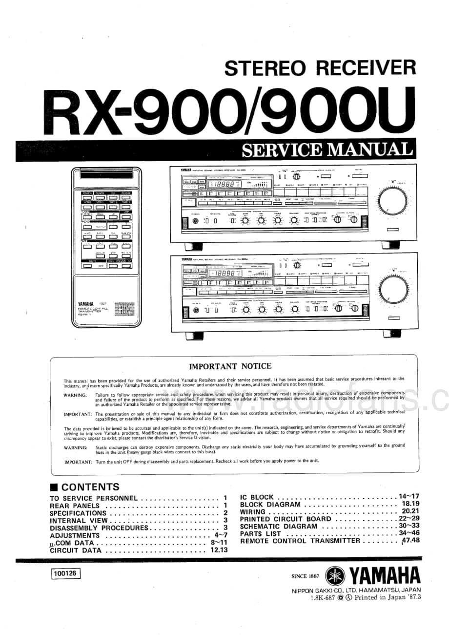 Yamaha-RX-900-Service-Manual电路原理图.pdf_第1页