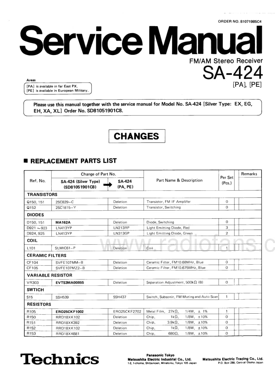 Technics-SA-424-Service-Manual电路原理图.pdf_第1页