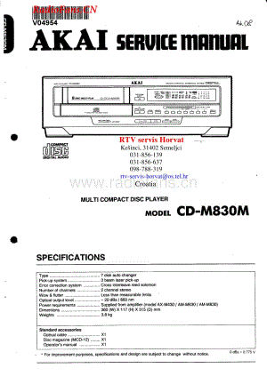 Akai-CDM830M-cd-sm维修电路图 手册.pdf