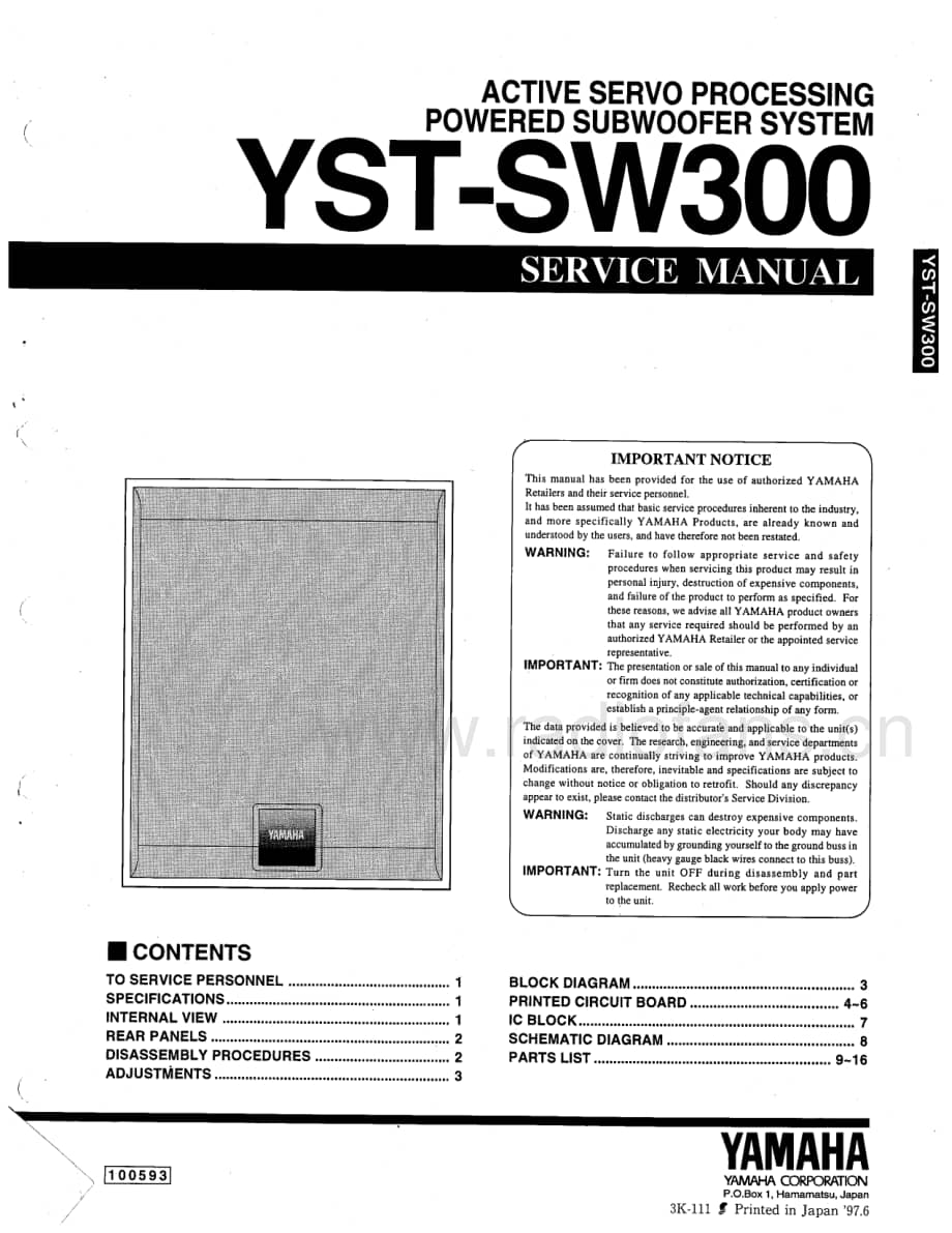 Yamaha-YSTSW-300-Service-Manual电路原理图.pdf_第1页