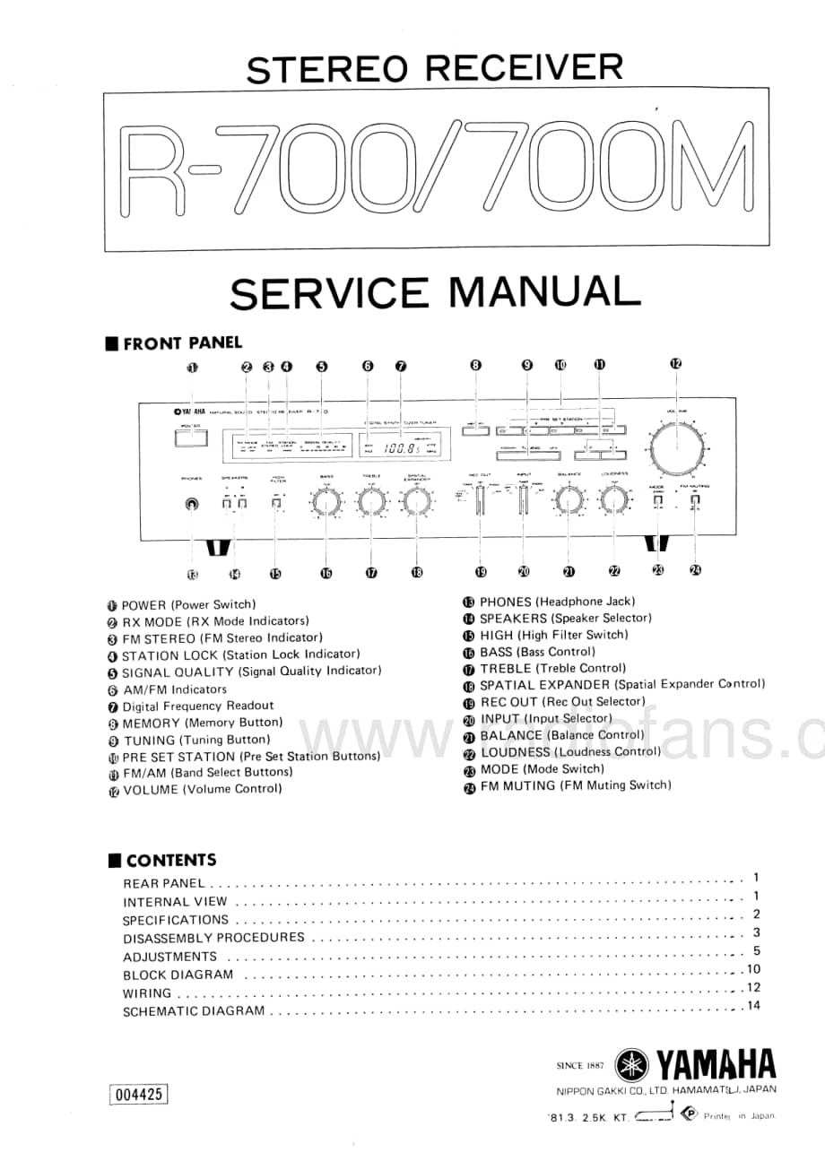 Yamaha-R-700-Service-Manual电路原理图.pdf_第1页