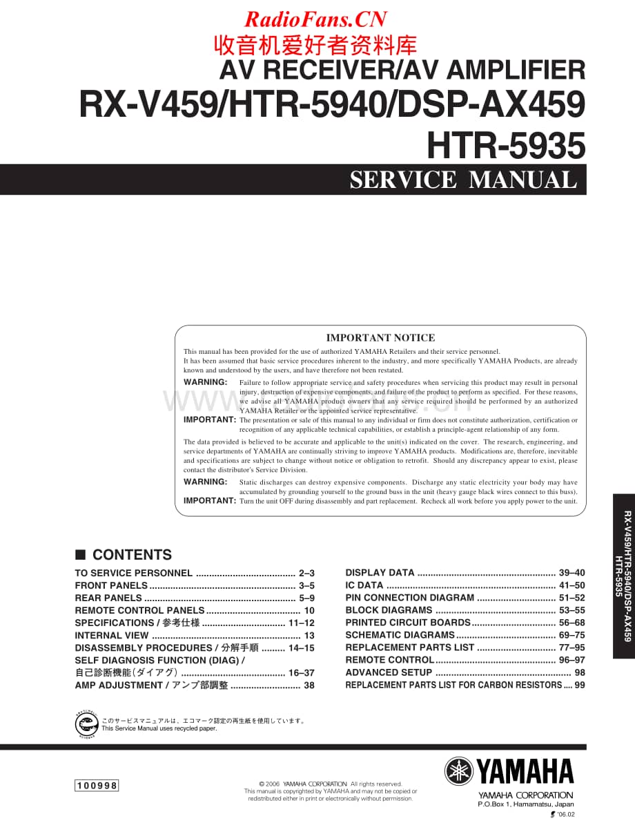 Yamaha-HTR-5940-Service-Manual电路原理图.pdf_第1页