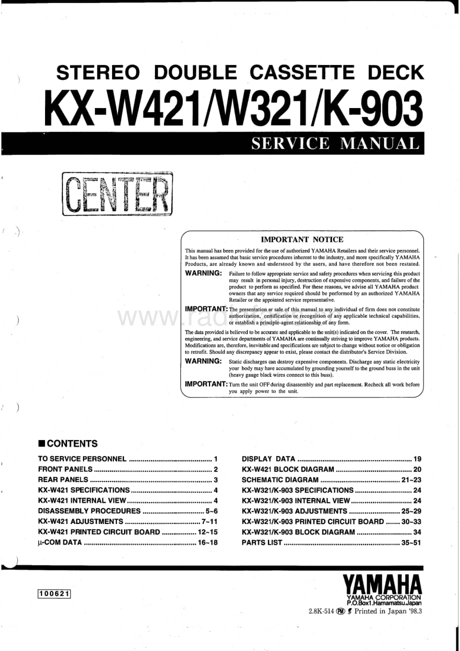 Yamaha-W-321-Service-Manual电路原理图.pdf_第1页