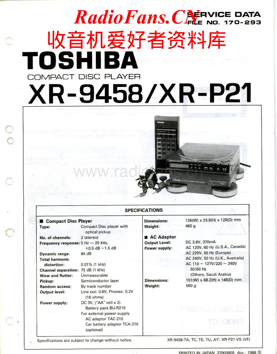 Toshiba-XR-P21-Service-Manual电路原理图.pdf_第1页