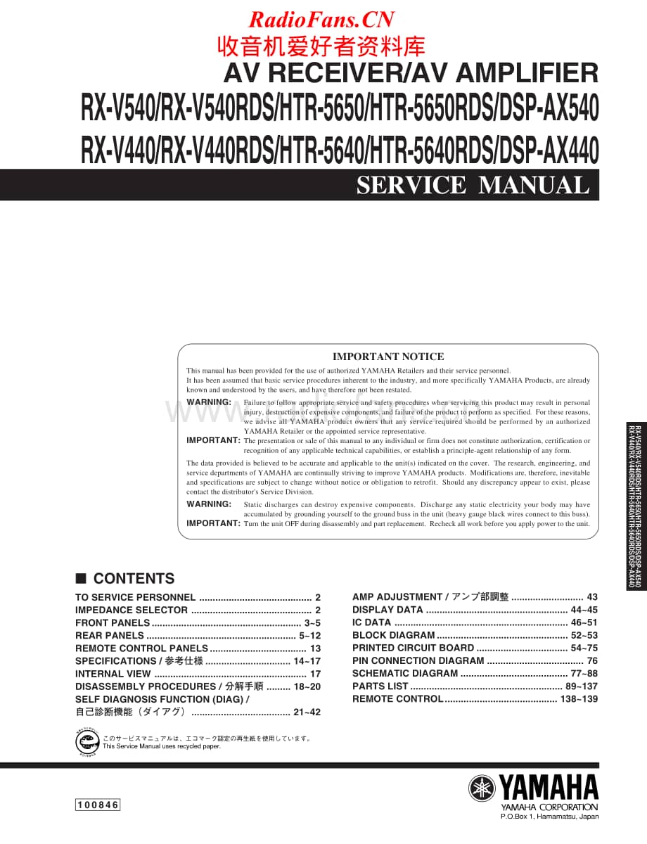 Yamaha-DSPAX-440-Service-Manual电路原理图.pdf_第1页