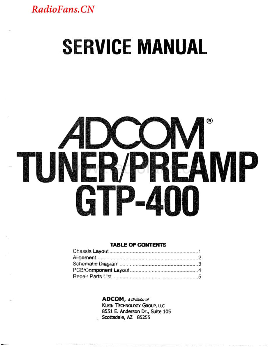 Adcom-GTP400-pre-sm维修电路图 手册.pdf_第1页