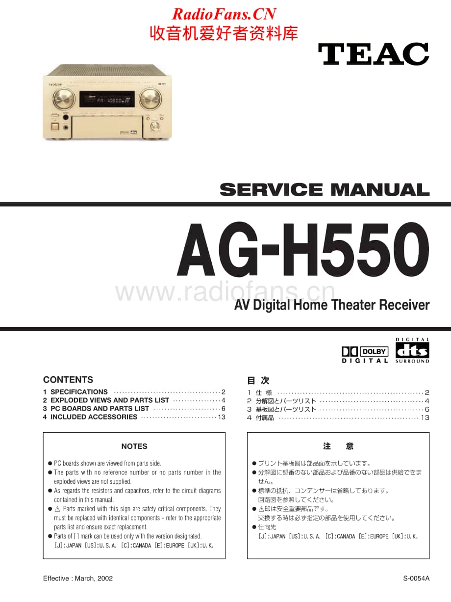 Teac-AG-H550-Service-Manual电路原理图.pdf_第1页