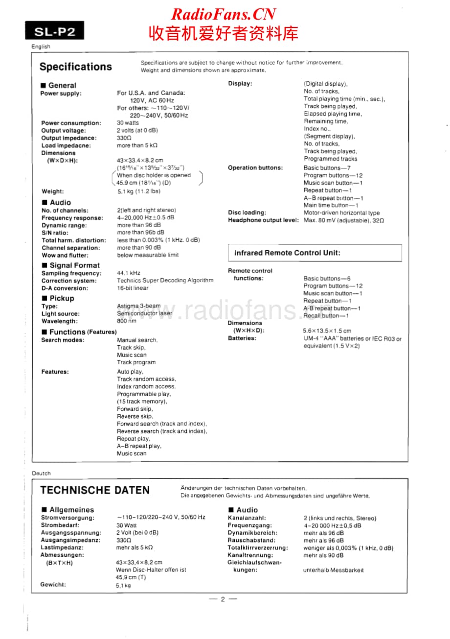 Technics-SLP-2-Service-Manual电路原理图.pdf_第2页