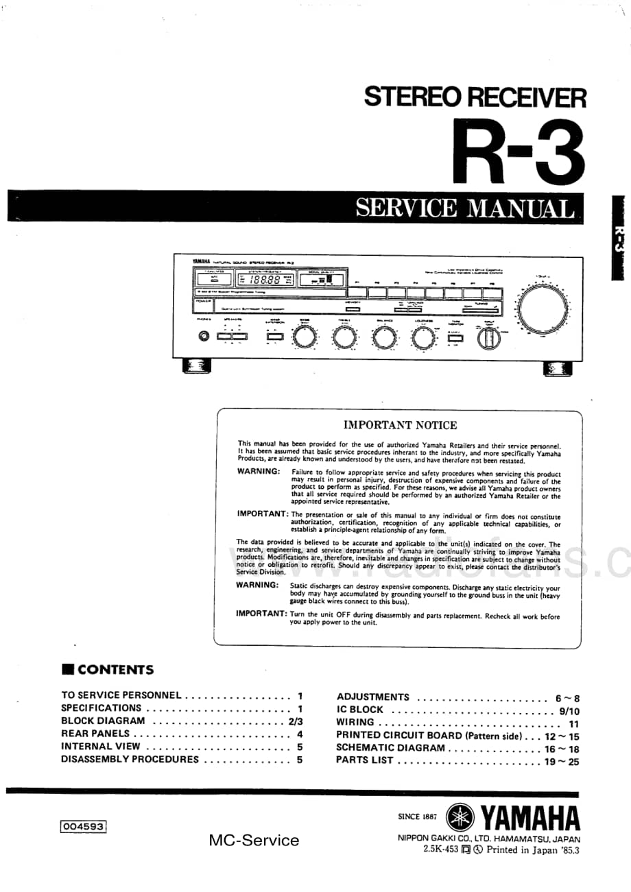 Yamaha-R-3-Service-Manual电路原理图.pdf_第1页