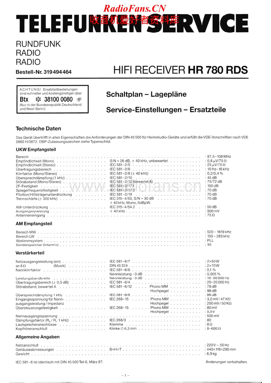 Telefunken-HR-780-RDS-Schematic电路原理图.pdf_第1页