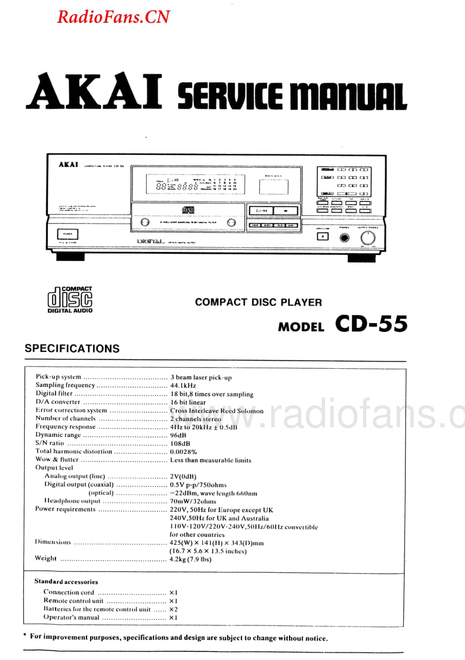 Akai-CD55-cd-sm维修电路图 手册.pdf_第1页