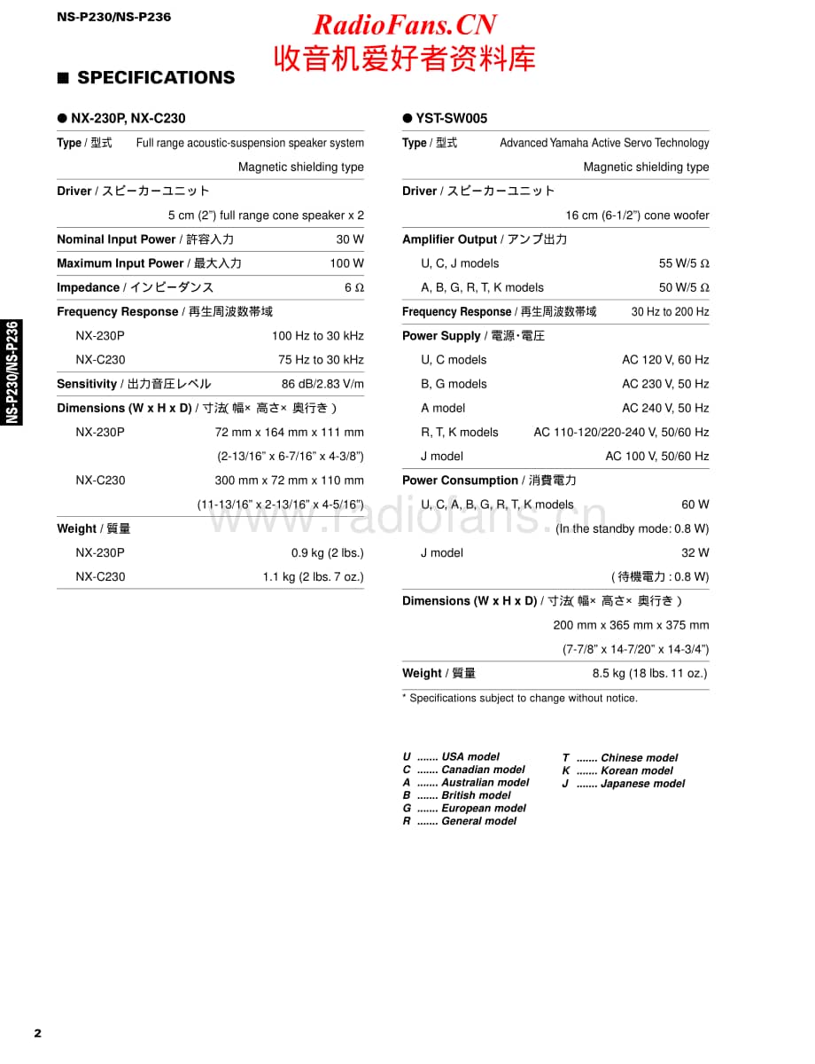 Yamaha-NSP-236-Service-Manual电路原理图.pdf_第2页