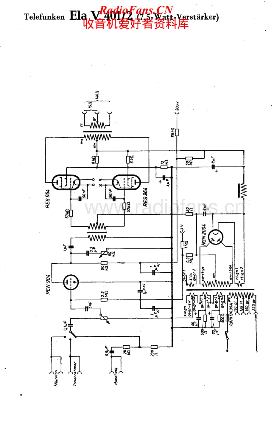 Telefunken-Ela-V401-2-Schematic电路原理图.pdf_第1页