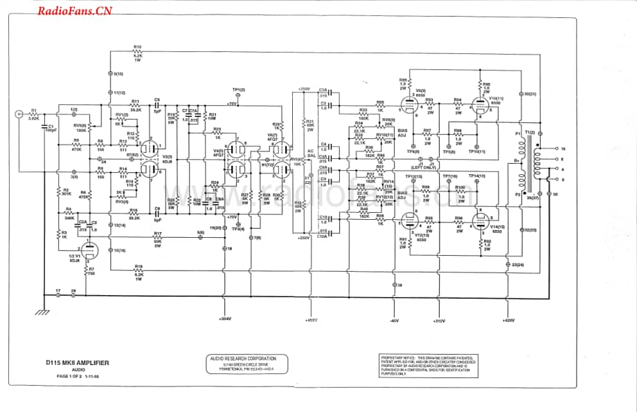 AudioResearch-D115ii-pwr-sch维修电路图 手册.pdf_第1页