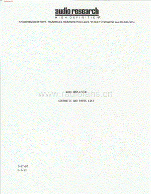 AudioResearch-D200-pwr-sch维修电路图 手册.pdf