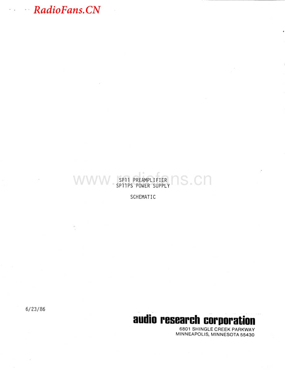 AudioResearch-SP11-pre-sch维修电路图 手册.pdf_第1页