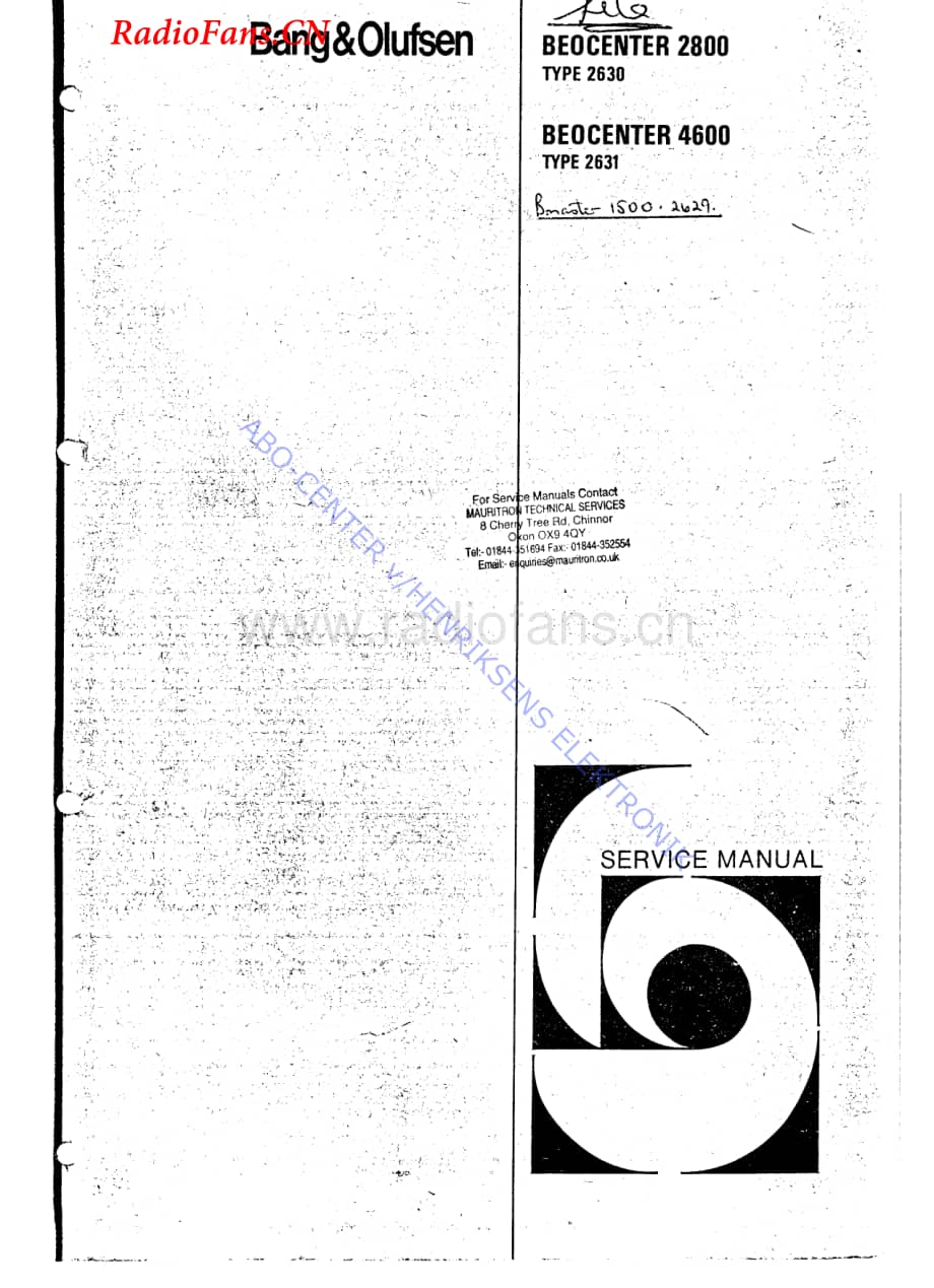 B&O-Beocenter4600-type-2631维修电路图 手册.pdf_第1页