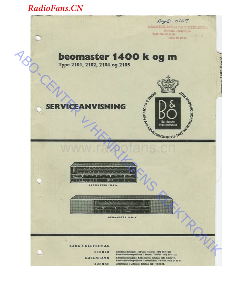 B&O-Beomaster1400KM-type-210x维修电路图 手册.pdf_第1页