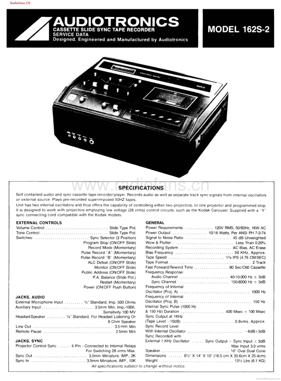 Audiotronics-162S2-tape-sm维修电路图 手册.pdf_第1页