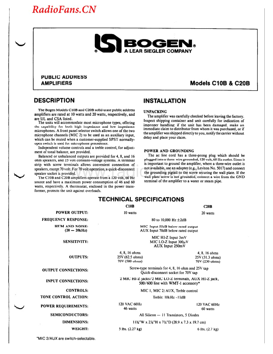 Bogen-C20B-pwr-sm维修电路图 手册.pdf_第1页