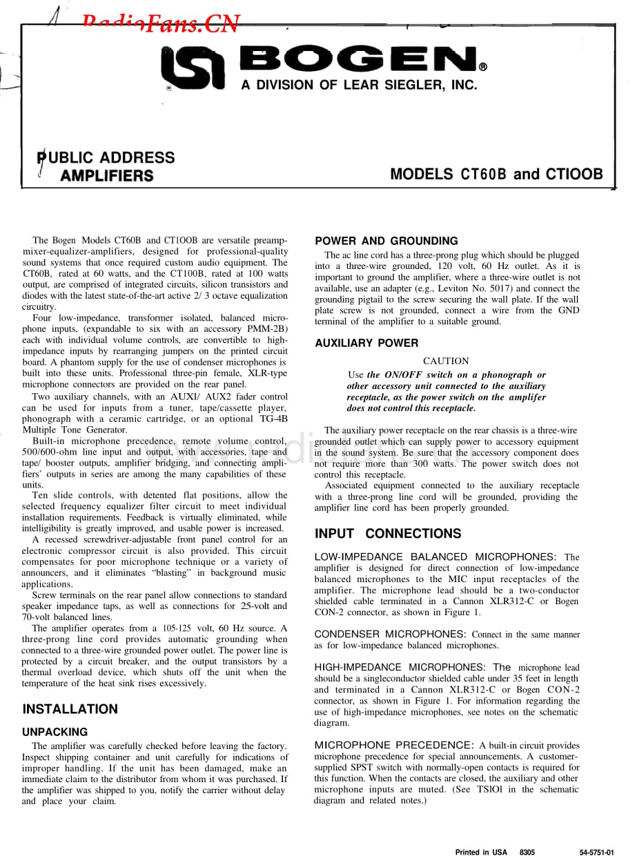 Bogen-CT100B-pa-sm维修电路图 手册.pdf_第1页