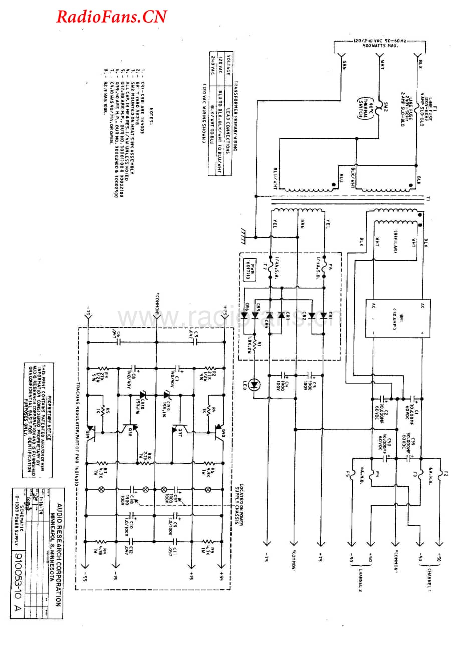 AudioResearch-D100-pwr-sch维修电路图 手册.pdf_第1页