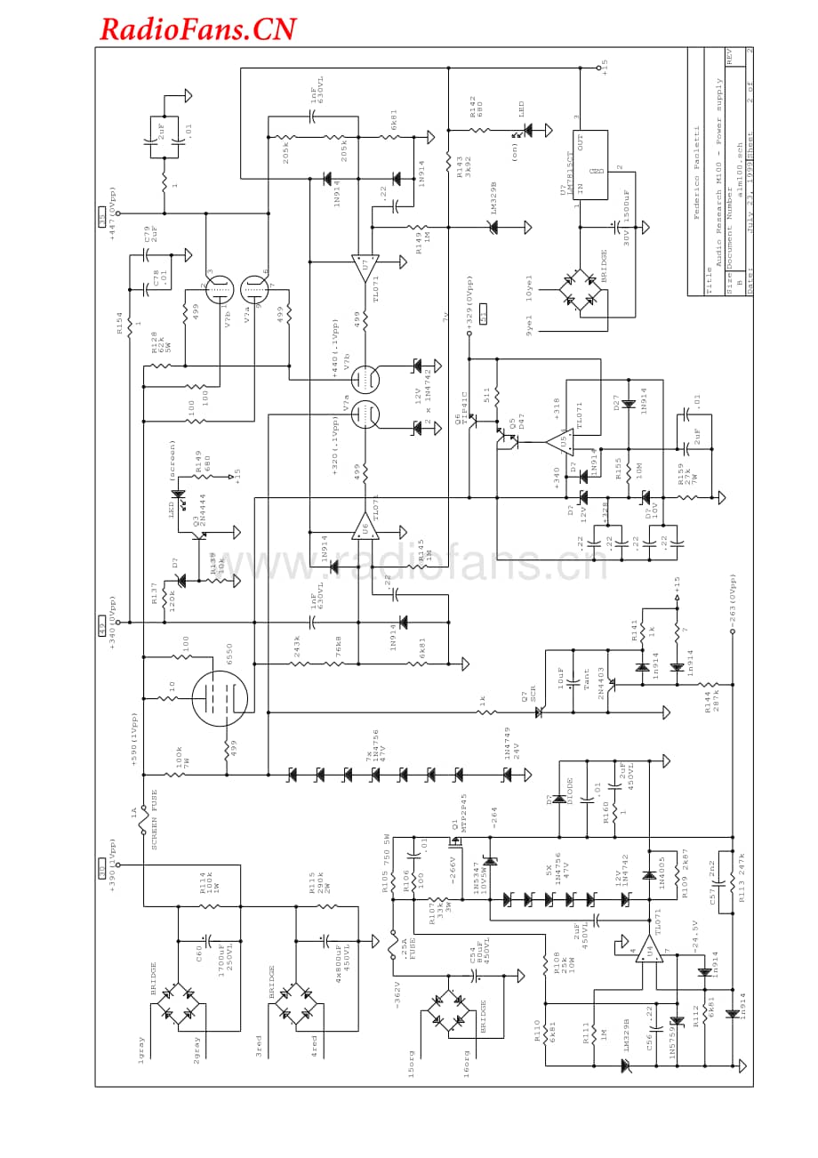 AudioResearch-M100-pwr-sch维修电路图 手册.pdf_第2页